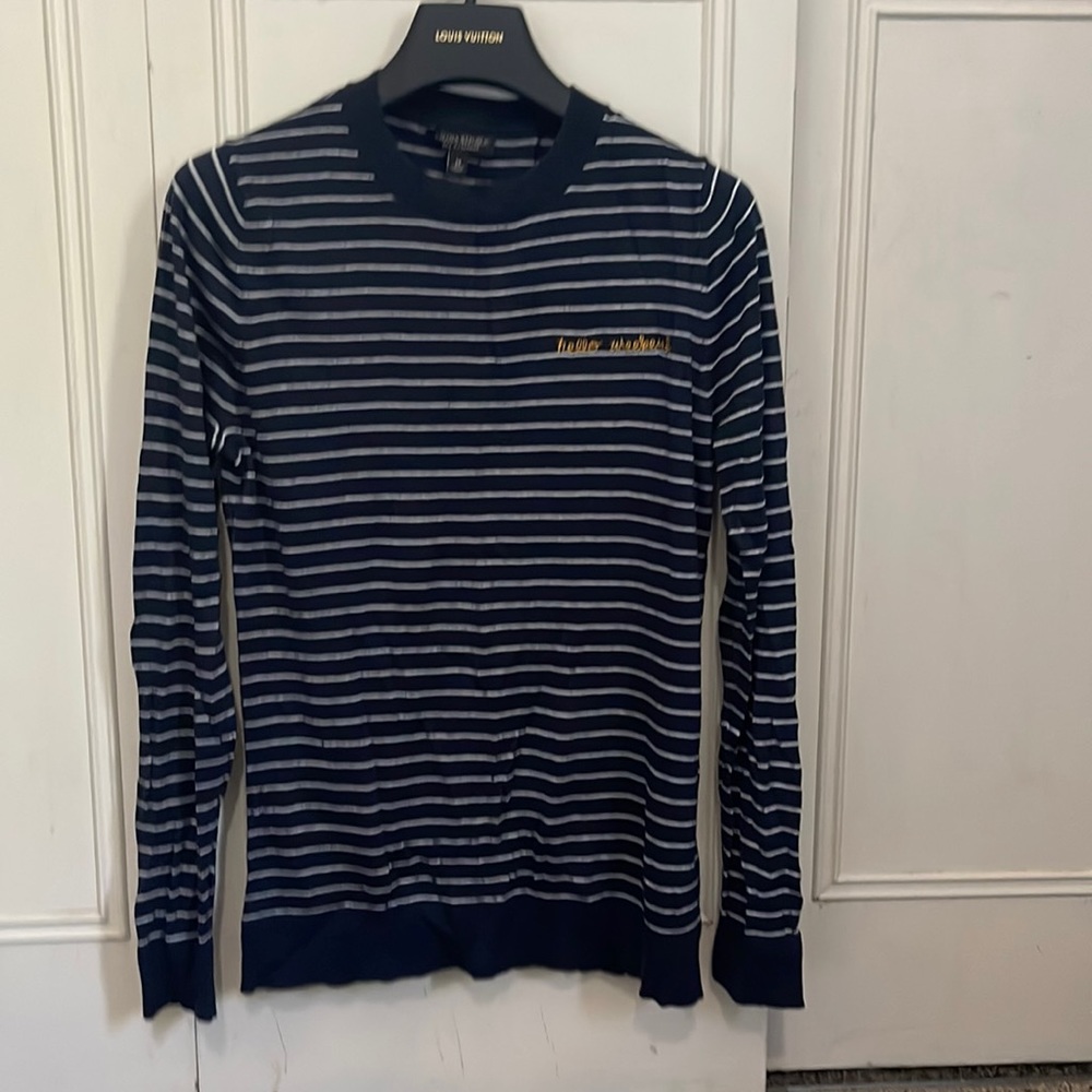 Banana Republic Navy and White Striped Sweater